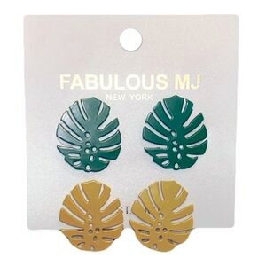 2/$10 NWT palm leaf earrings